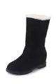 Elegant black suede winter snow boots with warm white faux fur lining and thick sole - 35 / Black