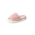 Pantuflas de felpa rosa con suela blanca gruesa para uso doméstico en interiores - 36-37 / Rosa