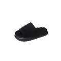 Pantuflas de pana negra con suela gruesa de volantes para interior y exterior. - 36-37 / Negro