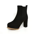 Stivaletti classici neri con tacco grosso, suola platform e punta rotonda - 35 / Nero