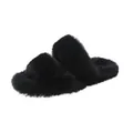 Comfortable black plush faux fur slippers with thick platform sole for cozy winter wear - 35 / Black