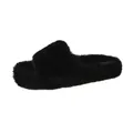 Fashionable black faux fur platform slide slippers for women soft autumn winter footwear - 35 / Black