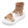 Vue détaillée de sandales romaines en maille pour femme avec semelle plateforme - 35 / Sandales Brun Clair