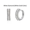 Elegant white gold hoop earrings featuring sparkling baguette-cut cubic zirconia - White Gold / White
