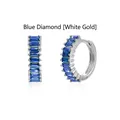 Elegant silver-tone hoop earrings featuring channel-set blue baguette-cut cubic zirconia - White Gold / Blue