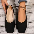 Minimalist black suede flat shoes for women with a comfortable and stylish slip-on style - 36 / Black