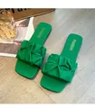 Sandalias planas plisadas verde brillante para mujer vacaciones playa de verano - Verde