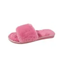 Soft pink fuzzy open-toe indoor slippers for women with flat comfortable sole - 38 / Rose Red