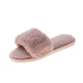 Comfortable pink fuzzy open-toe indoor slipper for women with soft plush lining - 38 / Dusty Pink