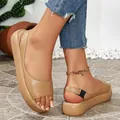 Comfortable casual beige peep-toe platform sandals for women, stylish summer fashion footwear - Khaki