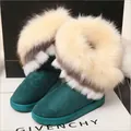 Bottes de neige vert émeraude pour femmes avec col en fausse fourrure et plateforme - 36 / Vert