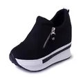 Zwarte plateau sneakers met sleehak voor dames met ritssluiting aan de zijkant - 35 / Zwart