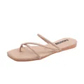 Sandali infradito nude minimalisti da donna con cinturini sottili e suola piatta quadrata - 35 / Stile Infradito Bassa / Rosa