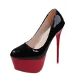 Sexy Plateau-Stilettos in Schwarz und Rot mit 16 cm super hohem Absatz für Damen - Schwarz Rot
