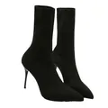 Sleek black pointed toe stiletto knitted sock boots for women's elegant fashion style - 35 / Black Stiletto Heel