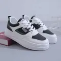 Stylish Korean style breathable thick sole sneakers for women in white and black - 35 / Black Leather