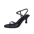 Sandali minimalisti neri con tacco alto, eleganti cinturini sottili e chiusura sicura con fibbia - 35 / Nero