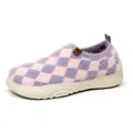 Mocassini in peluche a scacchi viola comodi con suole leggere in gomma bianca per donna - 36 / Scacchiera Viola