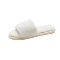 Comfortable soft white faux fur indoor slides for women with open-toe home design - 42-43 / White