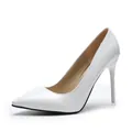 Elegant white pointed-toe stiletto high heels with glossy finish for women's fashion - 35 / White