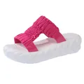 Sandali con zeppa e plateau intrecciati rosa da donna per l'estate - 38 / Stile Pantofola / Rosso