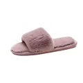 Premium cozy dusty rose faux fur open toe indoor home slipper for women stylish variant - Rose Red