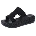 Eleganti sandali neri con plateau da donna con cinturino intrecciato e suola spessa - 38 / Stile Pantofola / Nero