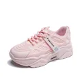 Stijlvolle roze chunky sneakers met ademend mesh en dikke plateauzool voor dames - 35 / Roze