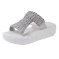 Sandali platform da donna con cinturino intrecciato grigio e suola spessa bianca - 38 / Stile Pantofola / Grigio