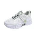 Stijlvolle ademende damessneakers met dikke zool in een wit en saliegroen design - 35 / Groen