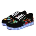 Black graffiti LED luminous sneakers with colorful lights and USB charging - 35 / Graffiti