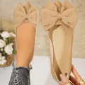 Detailansicht von Damen Ballerinas in Gold mit spitzer Form und großer dekorativer Schleife - 36 / Khaki