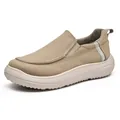 Atmungsaktive Herren Slipper aus khakifarbenem Canvas mit rutschfester Gummisohle - Khaki