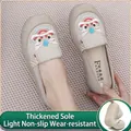 Klassische beige bestickte Löwentanz-Stoffschuhe für Damen mit flexiblen dicken Sohlen - 38 / Gebrochenes Weiß