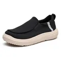 Bequeme schwarze Herren Slipper zum Reinschlüpfen aus atmungsaktivem Canvas-Gewebe - 40 / Schwarz