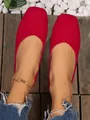 Elegant red square-toe ballet flats for women with comfortable soft sole design - 36 / Red