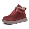 Elegantes botas de invierno para mujer con forro de piel sintética y estampado de leopardo - 35 / Granate