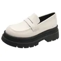Vintage off-white platform loafers for women with chunky black lug soles and JK style - 35 / Off White