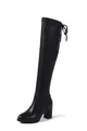 Side view detail of stylish black over-the-knee boots featuring a sturdy chunky high heel - 35 / Black (Leather Surface)