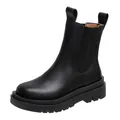 Black platform Chelsea boots for women with thick soles and elastic side panels - 35 / Black
