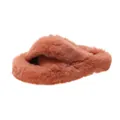 Soft faux fur cross-strap platform slippers for women in coral pink - 35 / Platform Cross Band Fuzzy Slippers / Orange