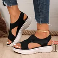 Sandales à plateforme noires avec strass et talon bas de 4 cm pour un look décontracté - 36 / Noir