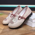 Detailed view of Chinese ethnic embroidered flats with soft comfortable soles - 41 / Pink