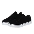 Klassische schwarze Damen-Flachsneaker im Wildleder-Stil mit feiner Lochverzierung - Schwarz