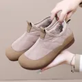Women's warm fleece-lined quilted winter boots in khaki beige with plush interior - 35 / Apricot