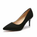 Elegant black suede pointed toe stiletto high heel pumps for women spring fashion - 35 / Black