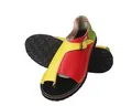 Retro-Sandalen für Damen mit buntem Blockfarben-Design in Rot Gelb und Grün - 35 / Rot + Gelb