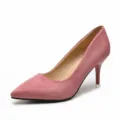 Elegant pink suede pointed toe stiletto high heels with comfortable lining for women - 35 / Pink