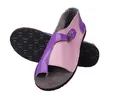 Retro Damen Flachsandale mit lila und rosa Farblockmuster in den Größen 35 bis 43 - 35 / Braun + Lila