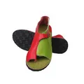 Retro-Sandalen in Rot und Grün mit Schnalle für Damen im Color-Block-Design - Rot+Grün